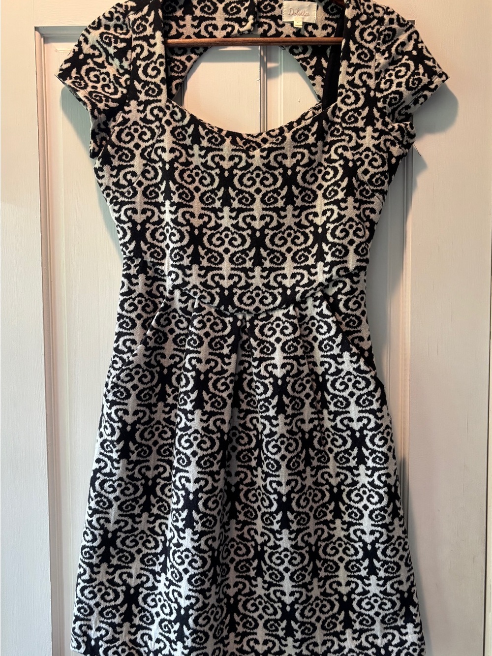 Deletta Anthropologie Black and White Geometric cut out dress Dress